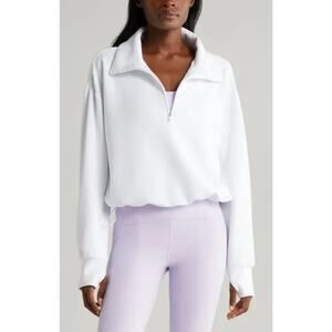 Zella White Modal Half Zip Pullover Top - Size M